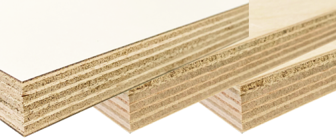 3 platen plywood over elkaar heen gestapeld